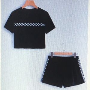 Checkered Panel Tee with Shorts Set